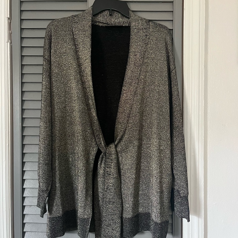 Gray Open Front Cardigan
